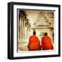 Two Monks In Thai Temple - Artistic Toned Picture In Retro Style-Maugli-l-Framed Art Print