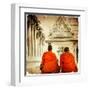 Two Monks In Thai Temple - Artistic Toned Picture In Retro Style-Maugli-l-Framed Art Print