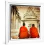 Two Monks In Thai Temple - Artistic Toned Picture In Retro Style-Maugli-l-Framed Art Print