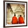 Two Monks In Thai Temple - Artistic Toned Picture In Retro Style-Maugli-l-Framed Art Print