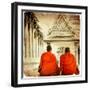 Two Monks In Thai Temple - Artistic Toned Picture In Retro Style-Maugli-l-Framed Art Print