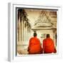 Two Monks In Thai Temple - Artistic Toned Picture In Retro Style-Maugli-l-Framed Art Print