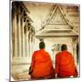 Two Monks In Thai Temple - Artistic Toned Picture In Retro Style-Maugli-l-Mounted Art Print