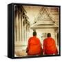 Two Monks In Thai Temple - Artistic Toned Picture In Retro Style-Maugli-l-Framed Stretched Canvas