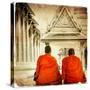 Two Monks In Thai Temple - Artistic Toned Picture In Retro Style-Maugli-l-Stretched Canvas