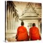 Two Monks In Thai Temple - Artistic Toned Picture In Retro Style-Maugli-l-Stretched Canvas