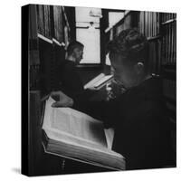 Two Monks in the Library at St. Benedicts Abbey-Gordon Parks-Stretched Canvas