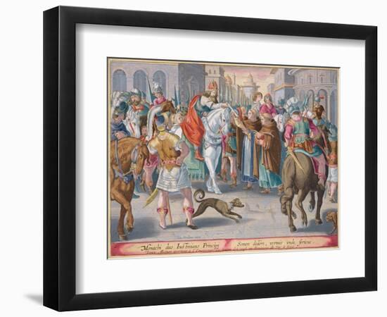 Two Monks Present Silkworms Smuggled from China to the Emperor Justinian-Jan van der Straet-Framed Giclee Print