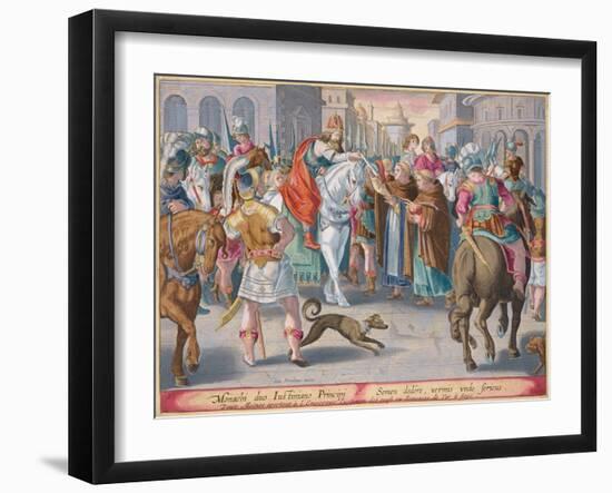 Two Monks Present Silkworms Smuggled from China to the Emperor Justinian-Jan van der Straet-Framed Giclee Print