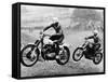 Two Motorcyclists Taking Part in Motocross at Brands Hatch, Kent-null-Framed Stretched Canvas