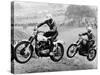 Two Motorcyclists Taking Part in Motocross at Brands Hatch, Kent-null-Stretched Canvas