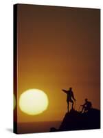 Two Mountain Climbers at Sunset-null-Stretched Canvas