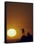 Two Mountain Climbers at Sunset-null-Framed Stretched Canvas