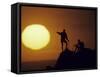 Two Mountain Climbers at Sunset-null-Framed Stretched Canvas