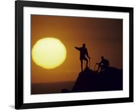 Two Mountain Climbers at Sunset-null-Framed Photographic Print