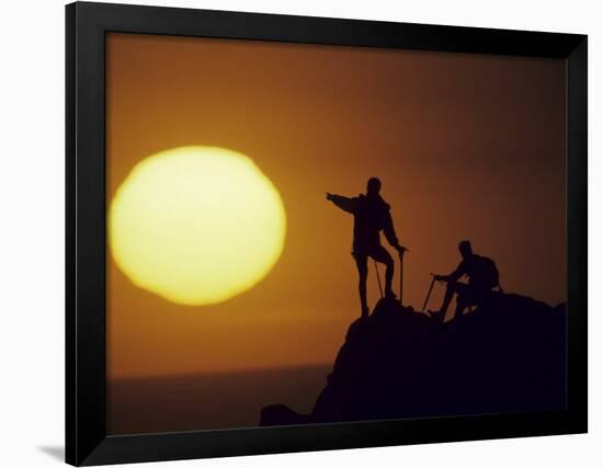 Two Mountain Climbers at Sunset-null-Framed Photographic Print