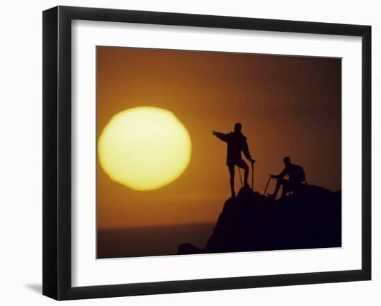 Two Mountain Climbers at Sunset-null-Framed Photographic Print