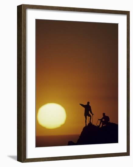 Two Mountain Climbers at Sunset-null-Framed Photographic Print