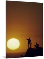 Two Mountain Climbers at Sunset-null-Mounted Photographic Print