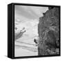 Two Mountain Climbers on the Side of a Mountain in Zermatt, Switzerland, 1954-null-Framed Stretched Canvas