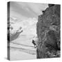 Two Mountain Climbers on the Side of a Mountain in Zermatt, Switzerland, 1954-null-Stretched Canvas