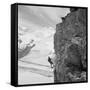 Two Mountain Climbers on the Side of a Mountain in Zermatt, Switzerland, 1954-null-Framed Stretched Canvas