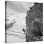 Two Mountain Climbers on the Side of a Mountain in Zermatt, Switzerland, 1954-null-Stretched Canvas