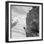 Two Mountain Climbers on the Side of a Mountain in Zermatt, Switzerland, 1954-null-Framed Photo