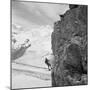 Two Mountain Climbers on the Side of a Mountain in Zermatt, Switzerland, 1954-null-Mounted Photo