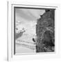 Two Mountain Climbers on the Side of a Mountain in Zermatt, Switzerland, 1954-null-Framed Photo