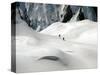 Two Mountain Hikers are Dwarfed by the Winter Landscape of the Formazza Valley-null-Stretched Canvas