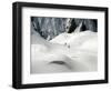 Two Mountain Hikers are Dwarfed by the Winter Landscape of the Formazza Valley-null-Framed Photographic Print