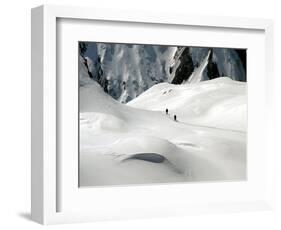 Two Mountain Hikers are Dwarfed by the Winter Landscape of the Formazza Valley-null-Framed Photographic Print