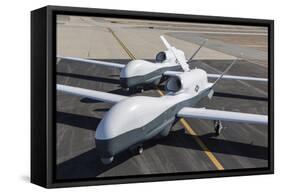 Two Mq-4C Triton Unmanned Aerial Vehicles on the Tarmac-null-Framed Stretched Canvas