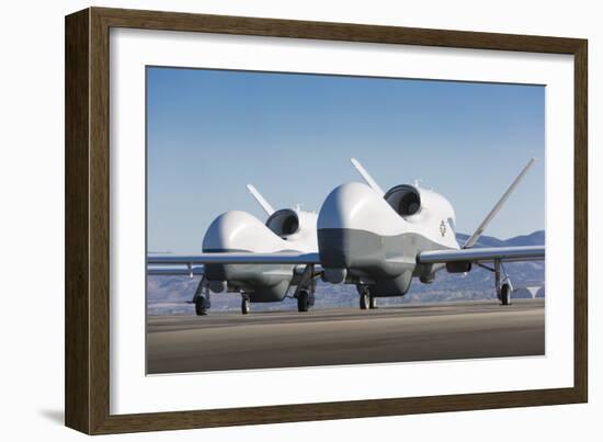 Two Mq-4C Triton Unmanned Aerial Vehicles on the Tarmac-null-Framed Photographic Print