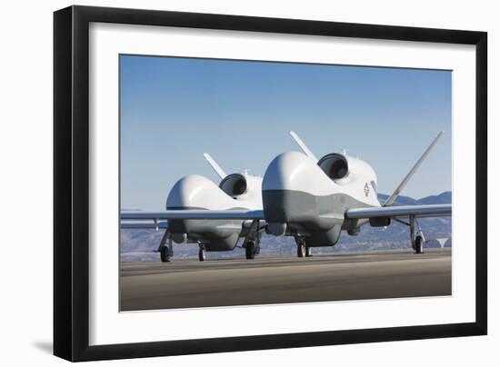 Two Mq-4C Triton Unmanned Aerial Vehicles on the Tarmac-null-Framed Photographic Print