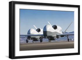 Two Mq-4C Triton Unmanned Aerial Vehicles on the Tarmac-null-Framed Photographic Print