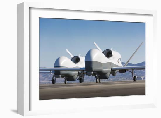 Two Mq-4C Triton Unmanned Aerial Vehicles on the Tarmac-null-Framed Photographic Print