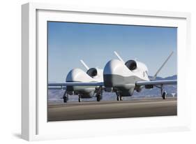 Two Mq-4C Triton Unmanned Aerial Vehicles on the Tarmac-null-Framed Photographic Print