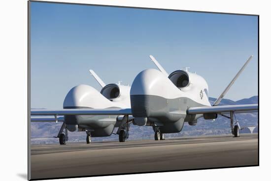 Two Mq-4C Triton Unmanned Aerial Vehicles on the Tarmac-null-Mounted Photographic Print