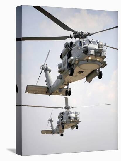 Two Multi-mission MH-60R Sea Hawk Helicopters Fly in Tandem-Stocktrek Images-Stretched Canvas