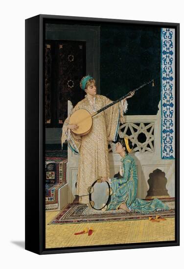 Two Musician Girls, Second Half of the 19th C-Osman Hamdi Bey-Framed Stretched Canvas