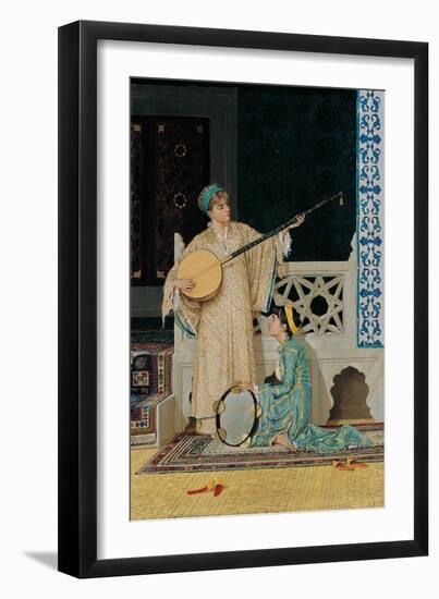 Two Musician Girls, Second Half of the 19th C-Osman Hamdi Bey-Framed Giclee Print