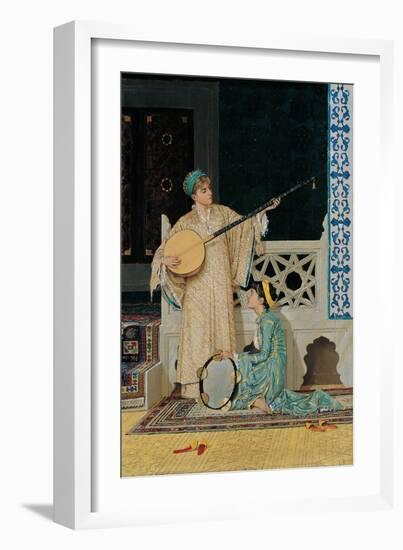 Two Musician Girls, Second Half of the 19th C-Osman Hamdi Bey-Framed Giclee Print