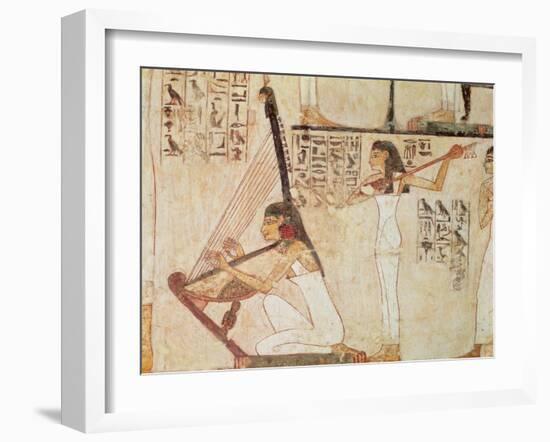 Two Musicians, from the Tomb of Rekhmire, New Kingdom (Wall Painting)-null-Framed Giclee Print