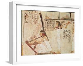 Two Musicians, from the Tomb of Rekhmire, New Kingdom (Wall Painting)-null-Framed Giclee Print