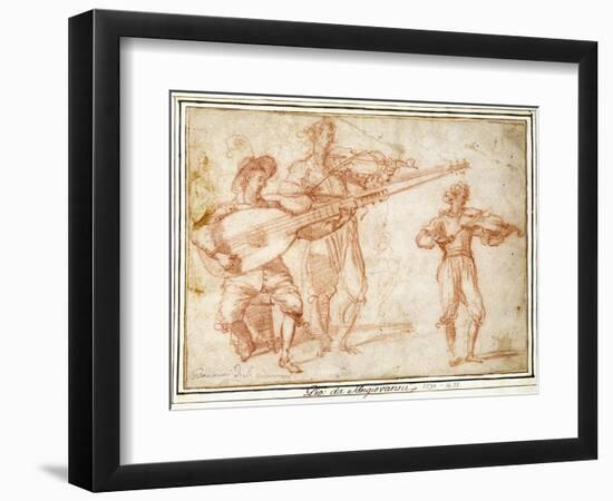 Two Musicians playing a Chiatarrone and a Violin, with a Subsidiary Study of the Second Musician-Jacopo Confortini-Framed Premium Giclee Print