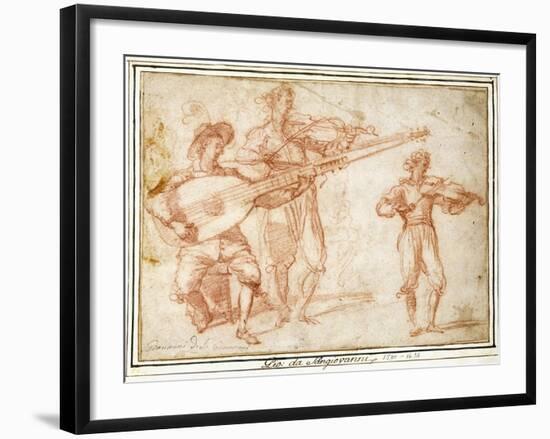 Two Musicians playing a Chiatarrone and a Violin, with a Subsidiary Study of the Second Musician-Jacopo Confortini-Framed Giclee Print