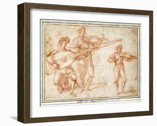 Two Musicians playing a Chiatarrone and a Violin, with a Subsidiary Study of the Second Musician-Jacopo Confortini-Framed Giclee Print