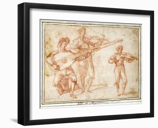 Two Musicians playing a Chiatarrone and a Violin, with a Subsidiary Study of the Second Musician-Jacopo Confortini-Framed Giclee Print